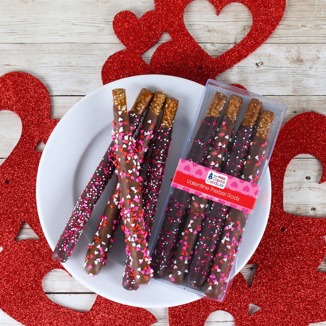 Capital Candy Jar - Chocolate Covered Pretzel Rods-Valentine (4 pretzels)