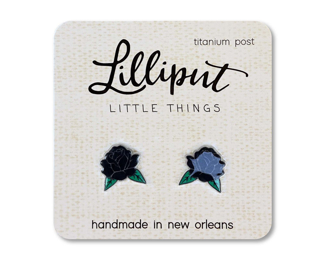 Lilliput Little Things - NEW Black Roses Earrings